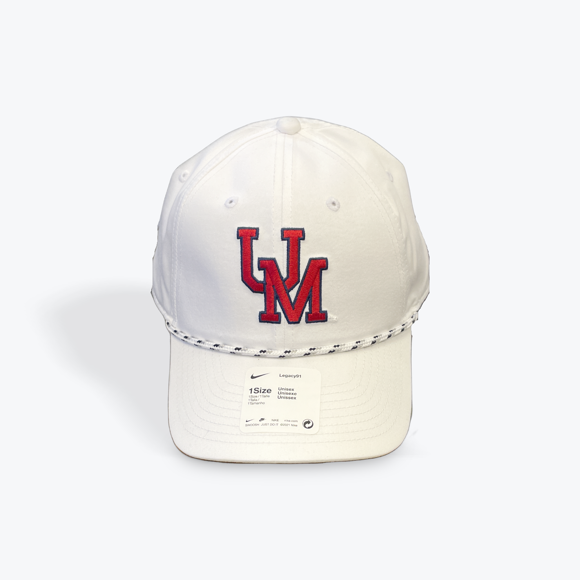 White nike hat with red swoosh deals