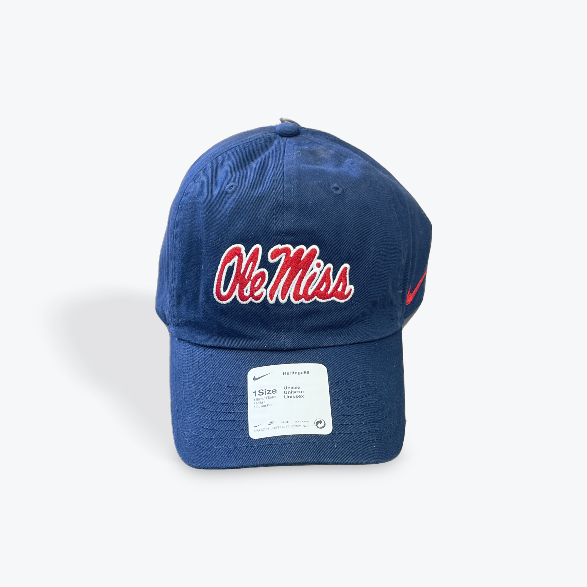 Navy Nike cotton hat Red script Ole Miss with white outline