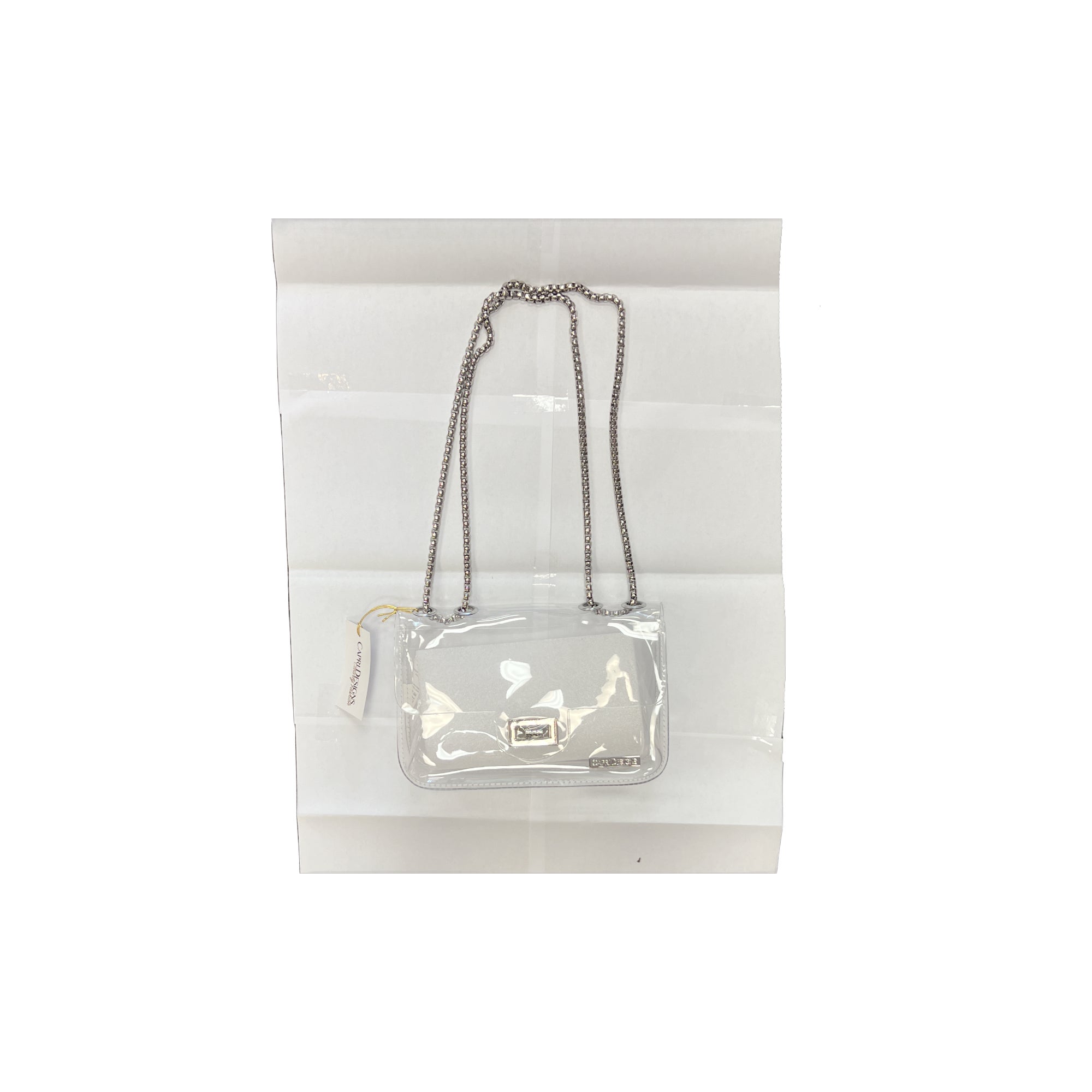 Silver Chain Double Strap Clear Clutch